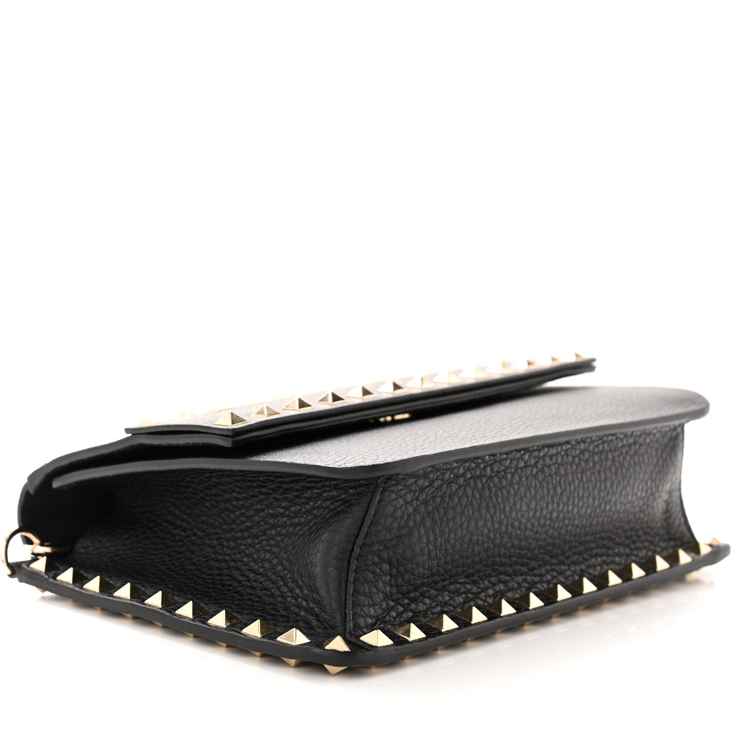 Valentino Garavani Pebbled Calfskin Rockstud Side Slip Crossbody Black 4 of 9
