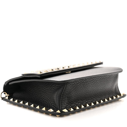Valentino Garavani Pebbled Calfskin Rockstud Side Slip Crossbody Black 4 of 9