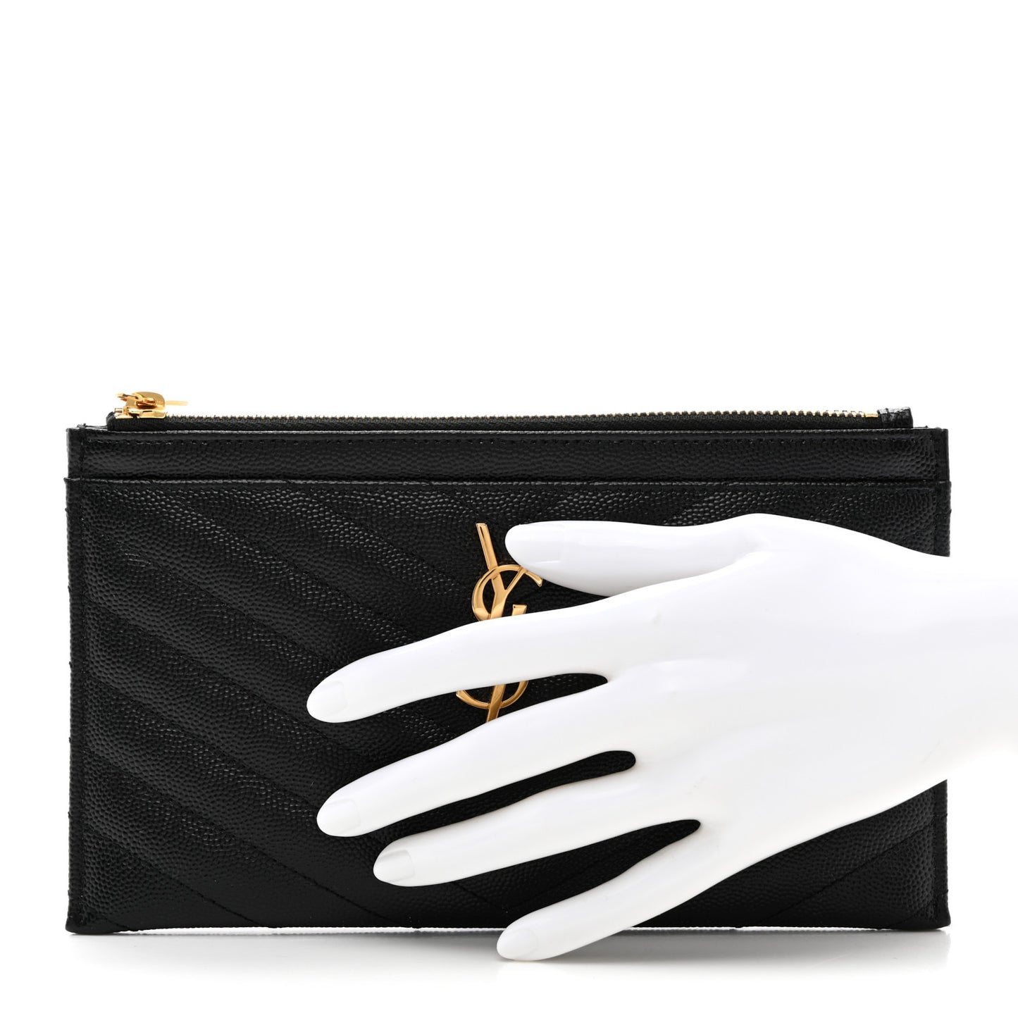 Grain De Poudre Chevron Monogram Bill Pouch Black