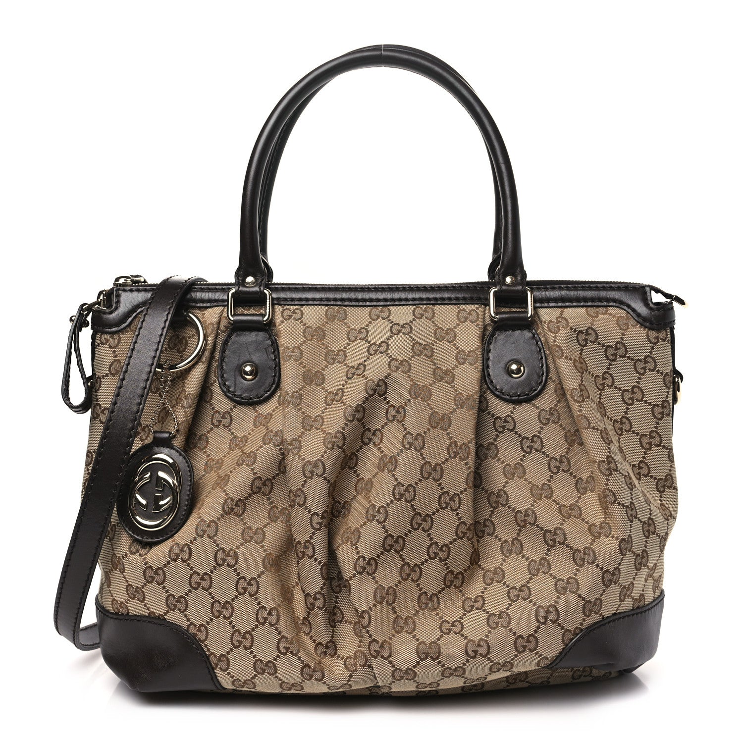 Gucci Monogram Large Sukey Top Handle Bag Beige Dark Brown 1 of 10