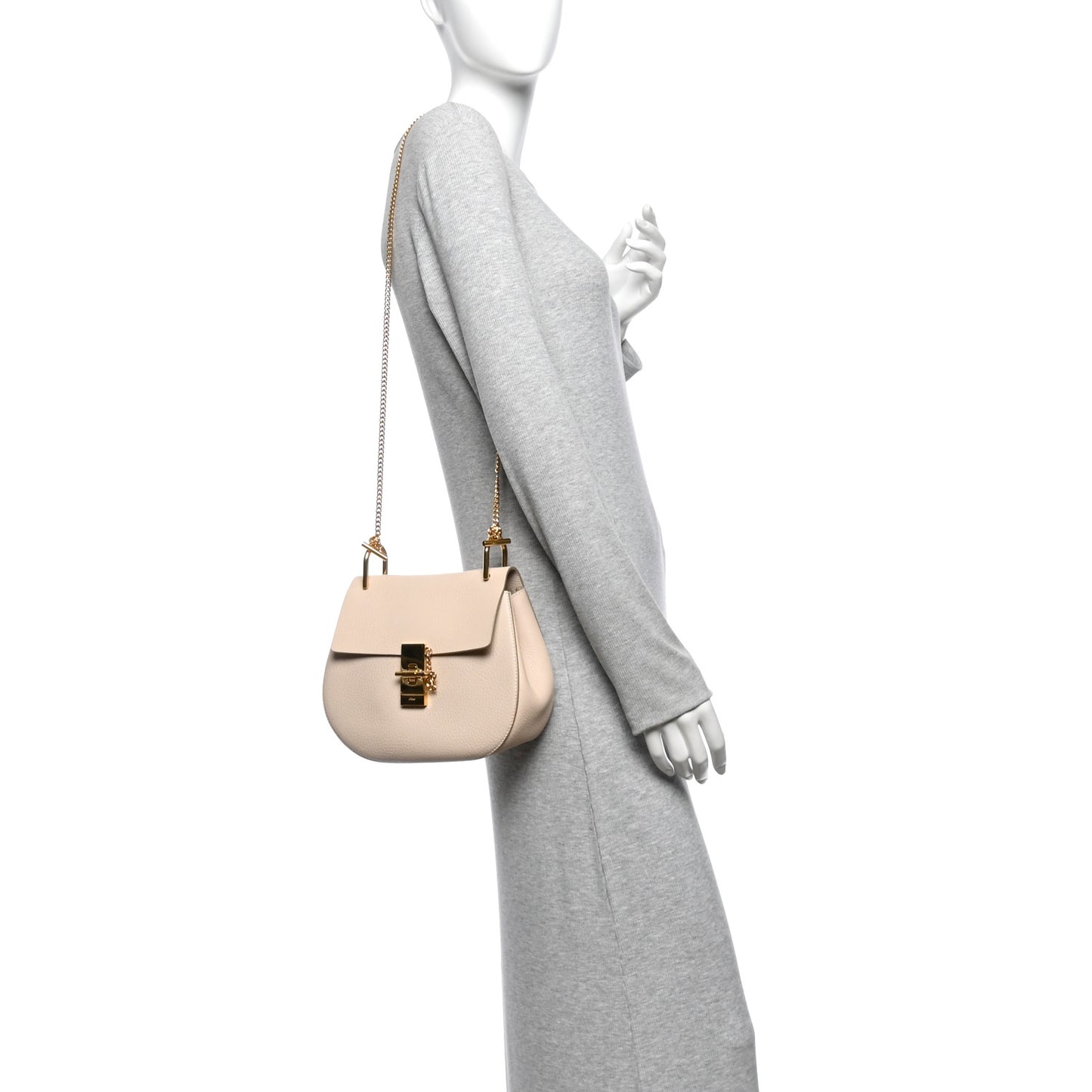 Grained Lambskin Drew Shoulder Bag Abstract White