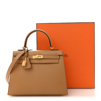 Hermes Madame Calfskin Verso Kelly Sellier 25 Biscuit White 10 of 10