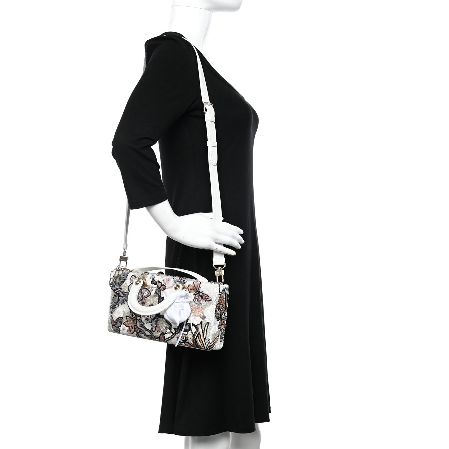 Calfskin Sequin Embroidered Butterfly Lady D-Joy Multicolor