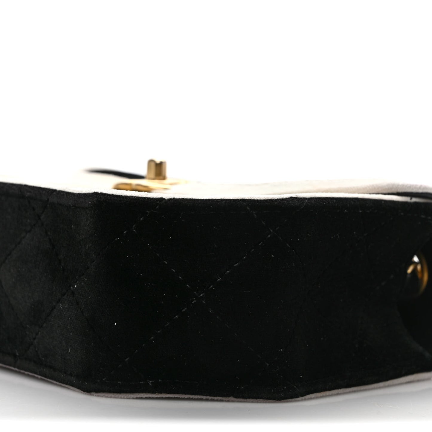 Velvet Quilted Mini Place Vendome Flap Black White
