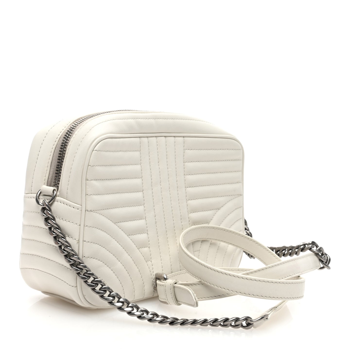 Soft Calfskin Diagramme Crossbody Bag White