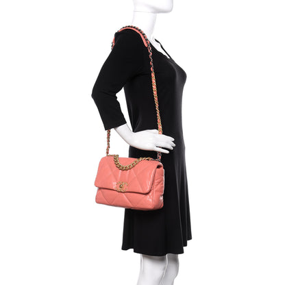 Chanel Goatskin Quilted Medium Chanel 19 Flap Orange 2 of 10