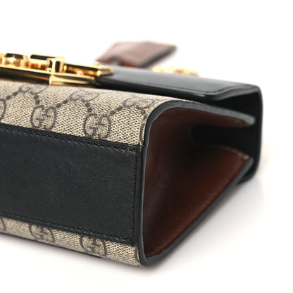 Gucci GG Supreme Monogram Calfskin Small Padlock Shoulder Bag Beige Black Cuir 10 of 11