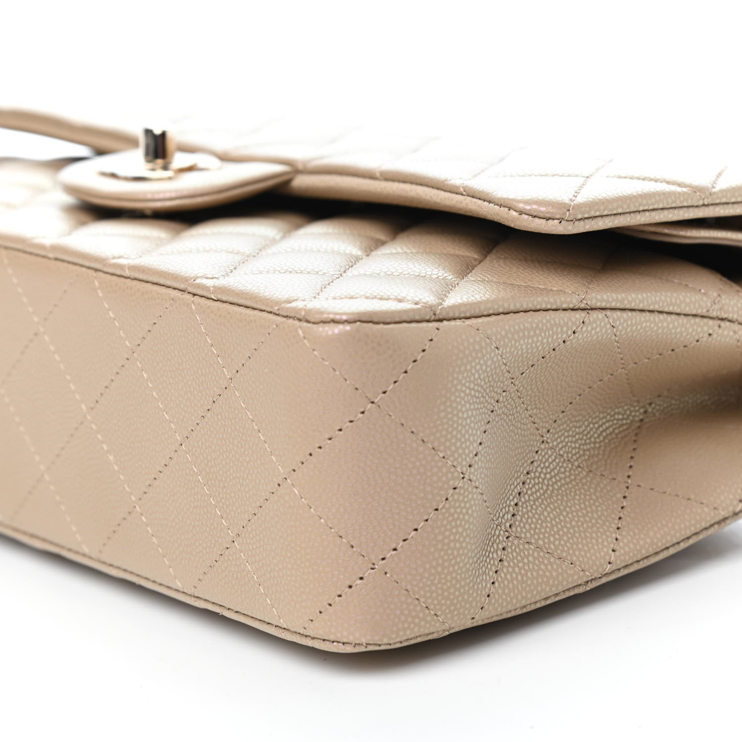 Chanel Iridescent Caviar Quilted Medium Double Flap Dark Beige 10 of 11