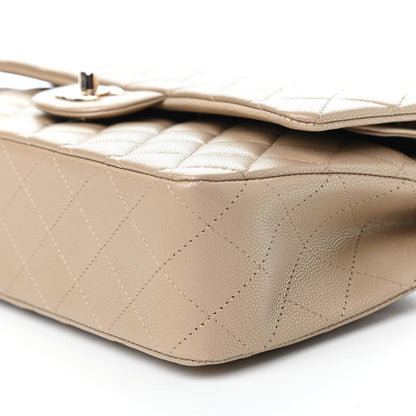 Chanel Iridescent Caviar Quilted Medium Double Flap Dark Beige 10 of 11