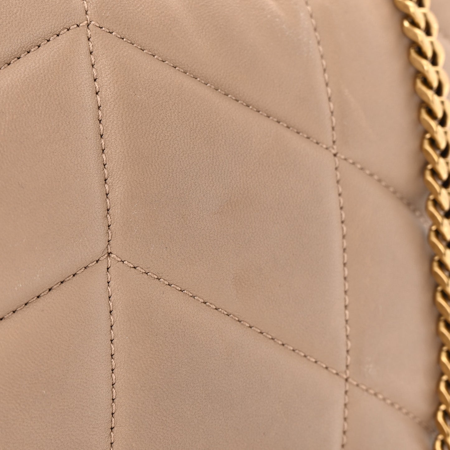 Lambskin Quilted Toy Loulou Puffer Monogram Chain Satchel Dark Beige