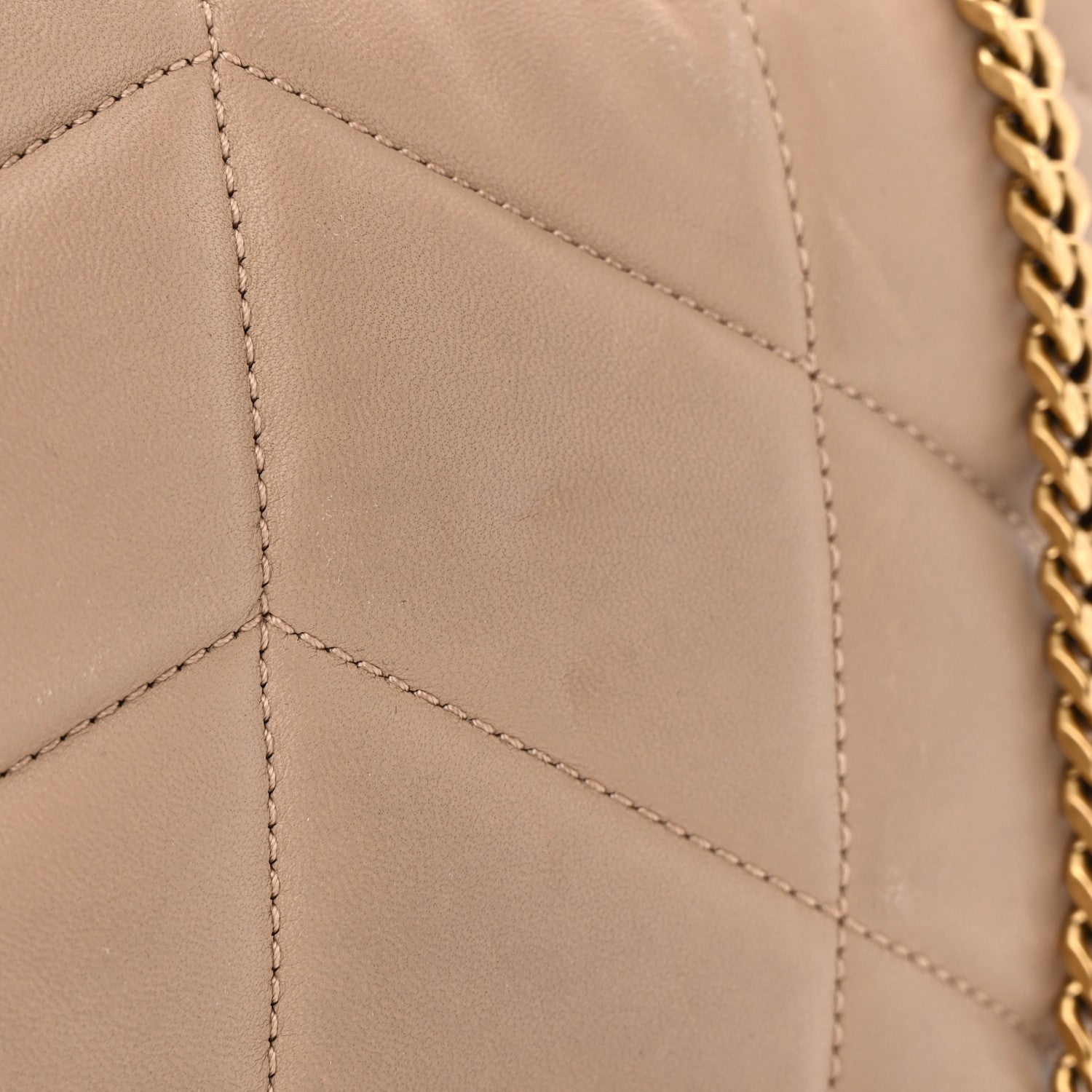 Saint Laurent Lambskin Quilted Toy Loulou Puffer Monogram Chain Satchel Dark Beige 18 of 20