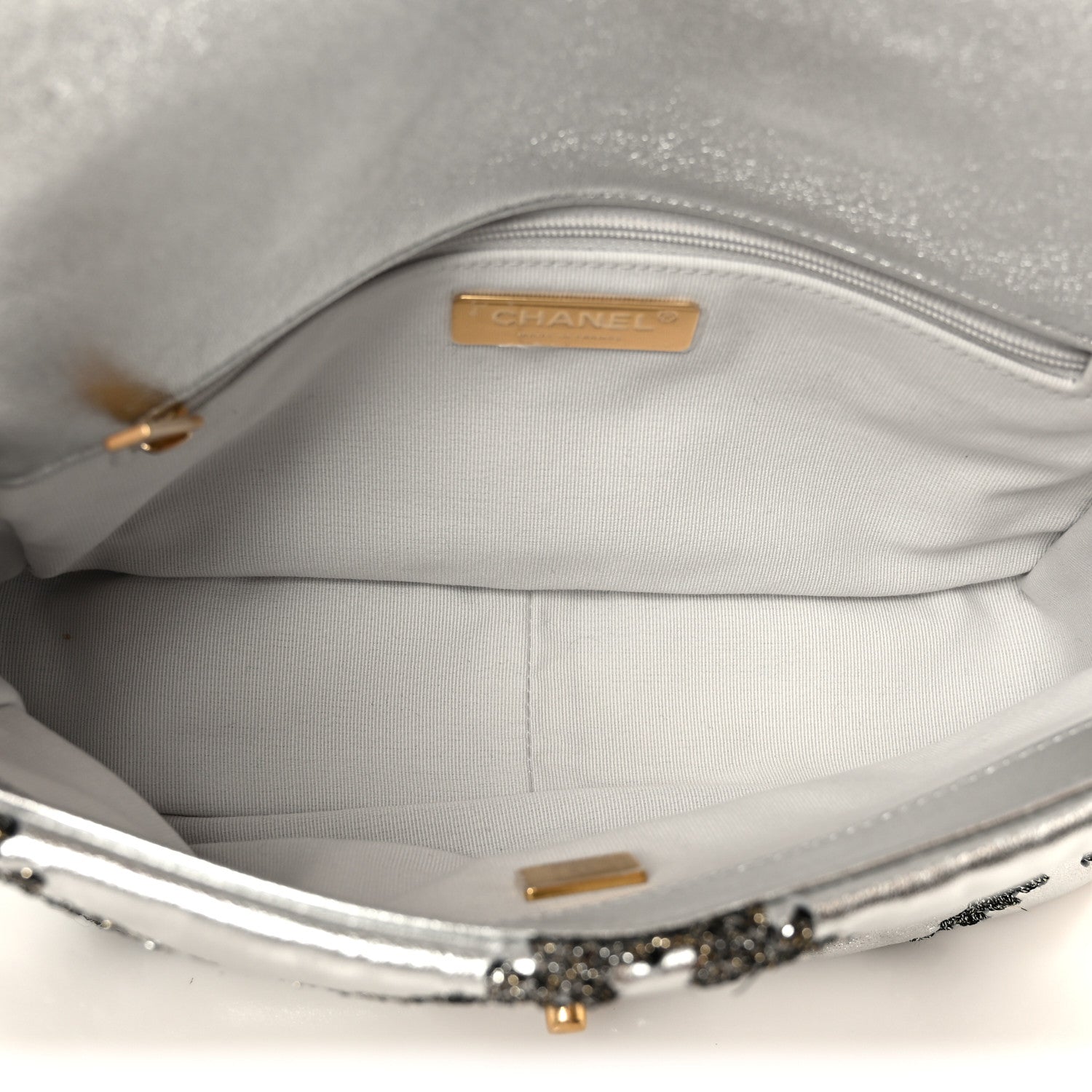 Chanel Metallic Calfskin Crochet Medium Chanel 19 Flap Silver 5 of 10