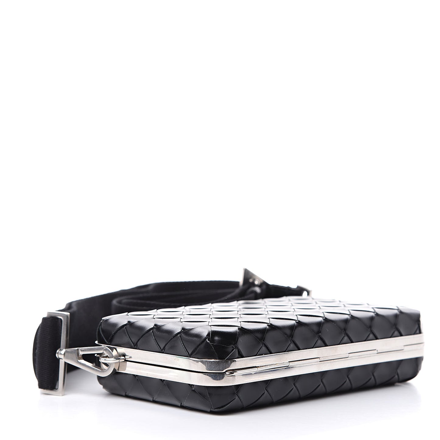 Spazzolato Intrecciato Mens Crossbody Messenger Case Black