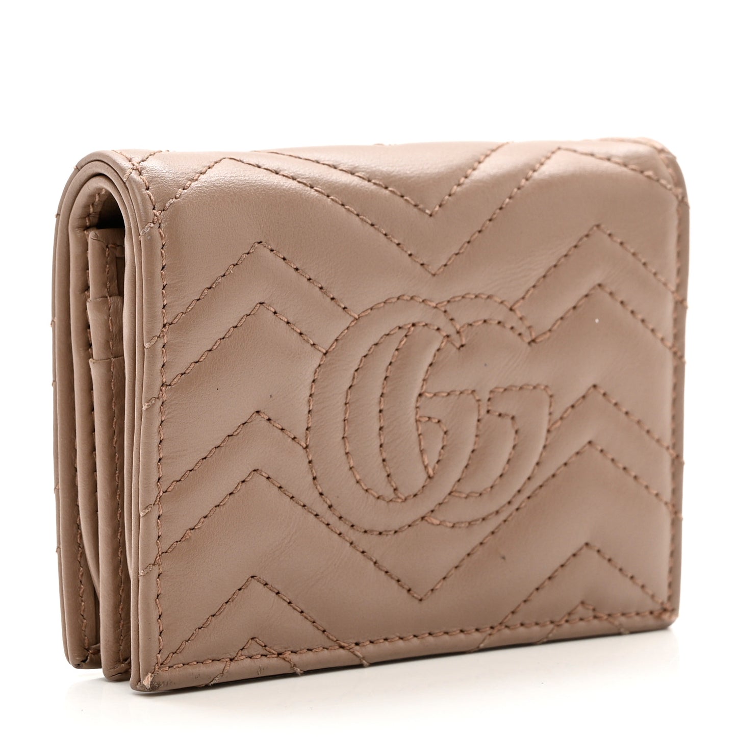 Calfskin Matelasse GG Marmont Card Case Wallet Porcelain Rose
