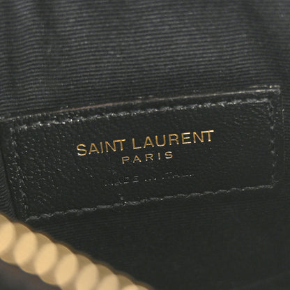 Saint Laurent Grain De Poudre Chevron Monogram Bill Pouch Black 6 of 11