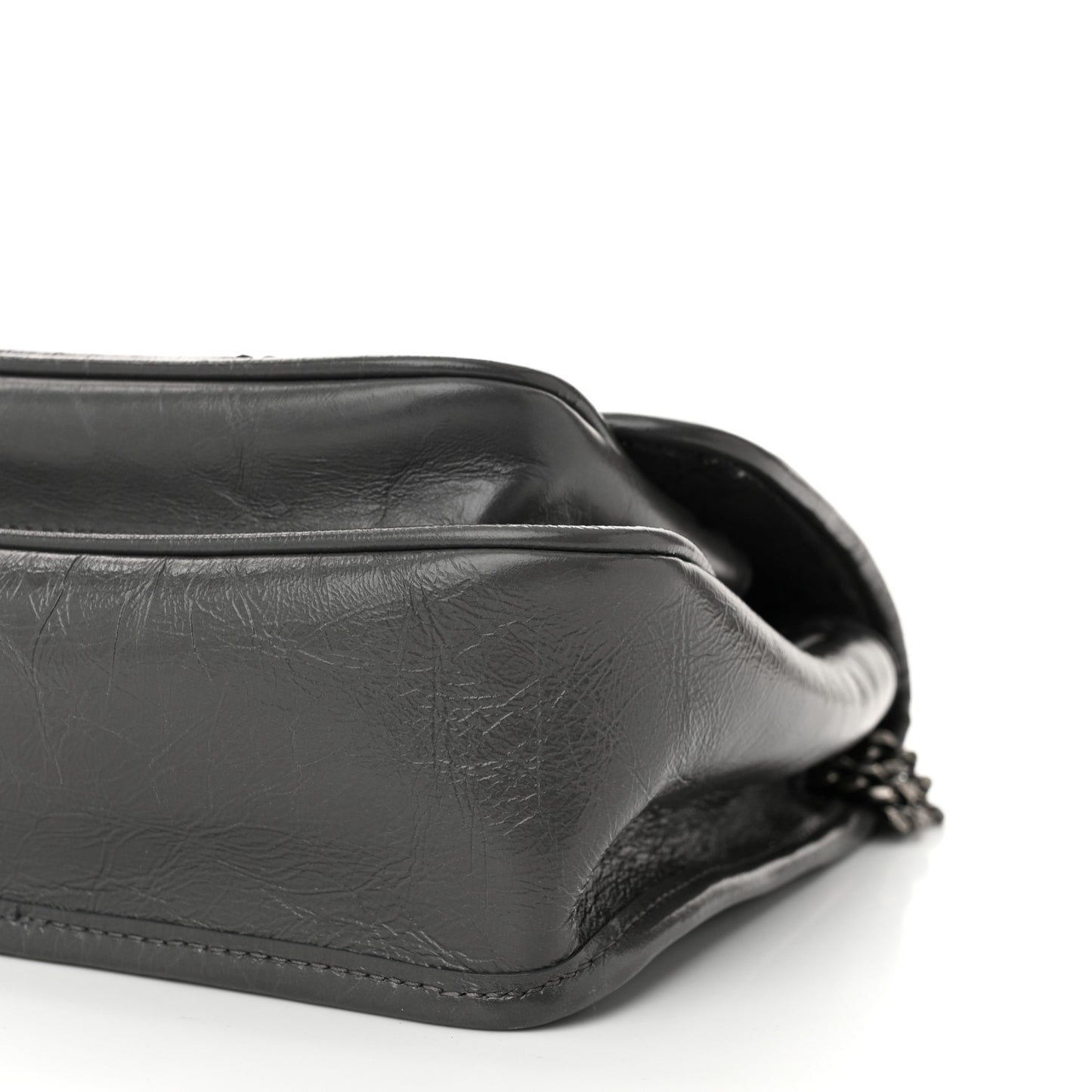 Crinkled Calfskin Matelasse Monogram Baby Niki Chain Satchel Storm