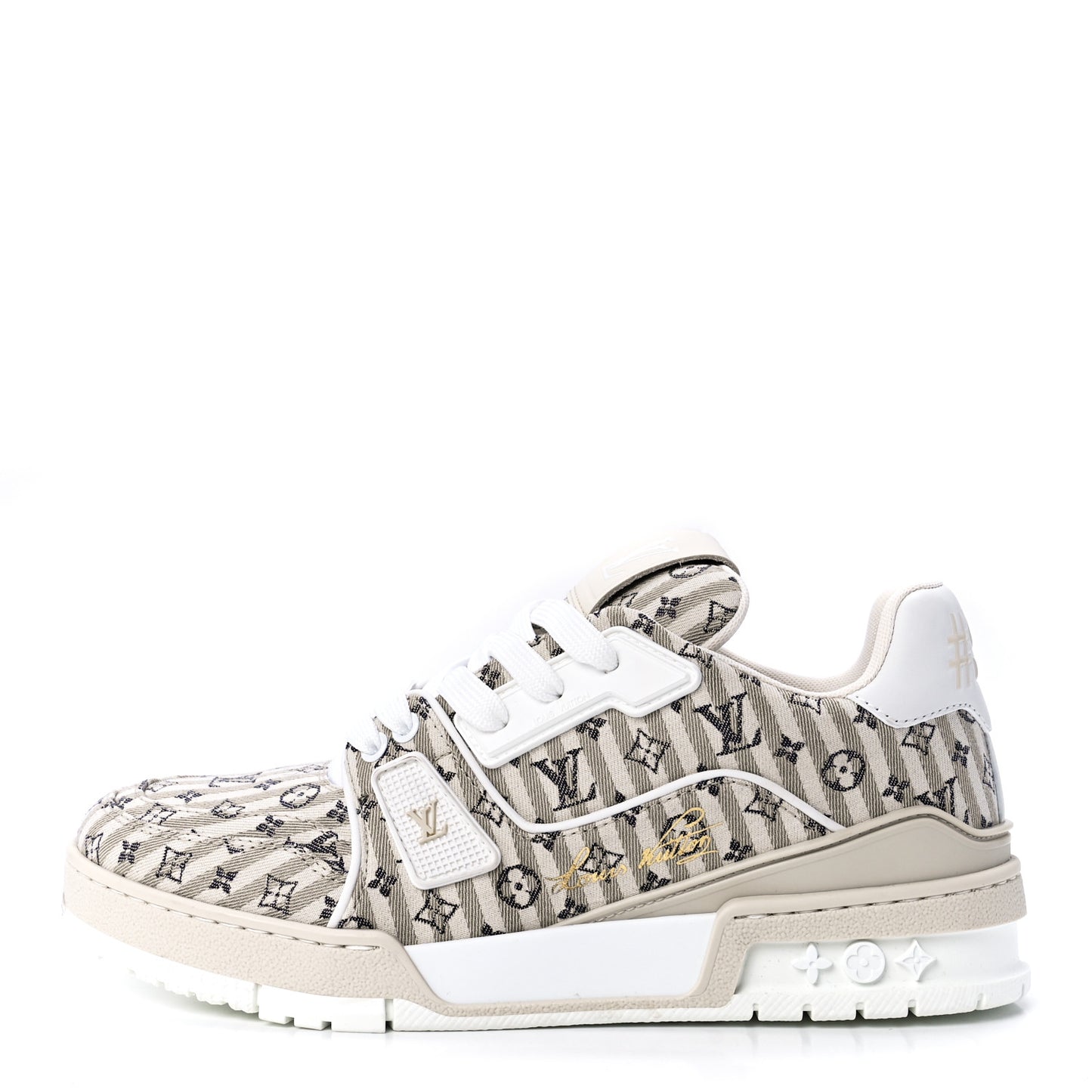Canvas Monogram Striped LV Trainer Sneakers Beige 4.5 Beige