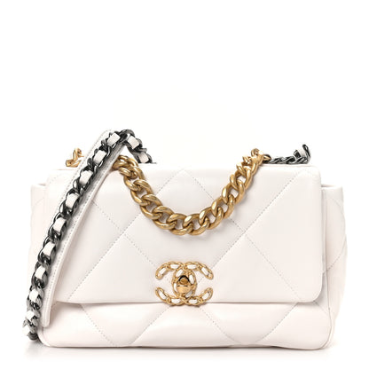 Chanel Lambskin Quilted Medium Chanel 19 Flap White 1 of 11