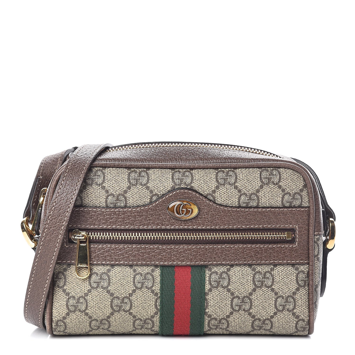 Gucci GG Supreme Monogram Web Mini Ophidia Shoulder Bag Brown 1 of 12
