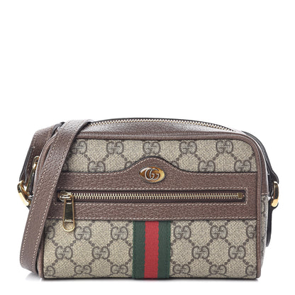 Gucci GG Supreme Monogram Web Mini Ophidia Shoulder Bag Brown 1 of 12