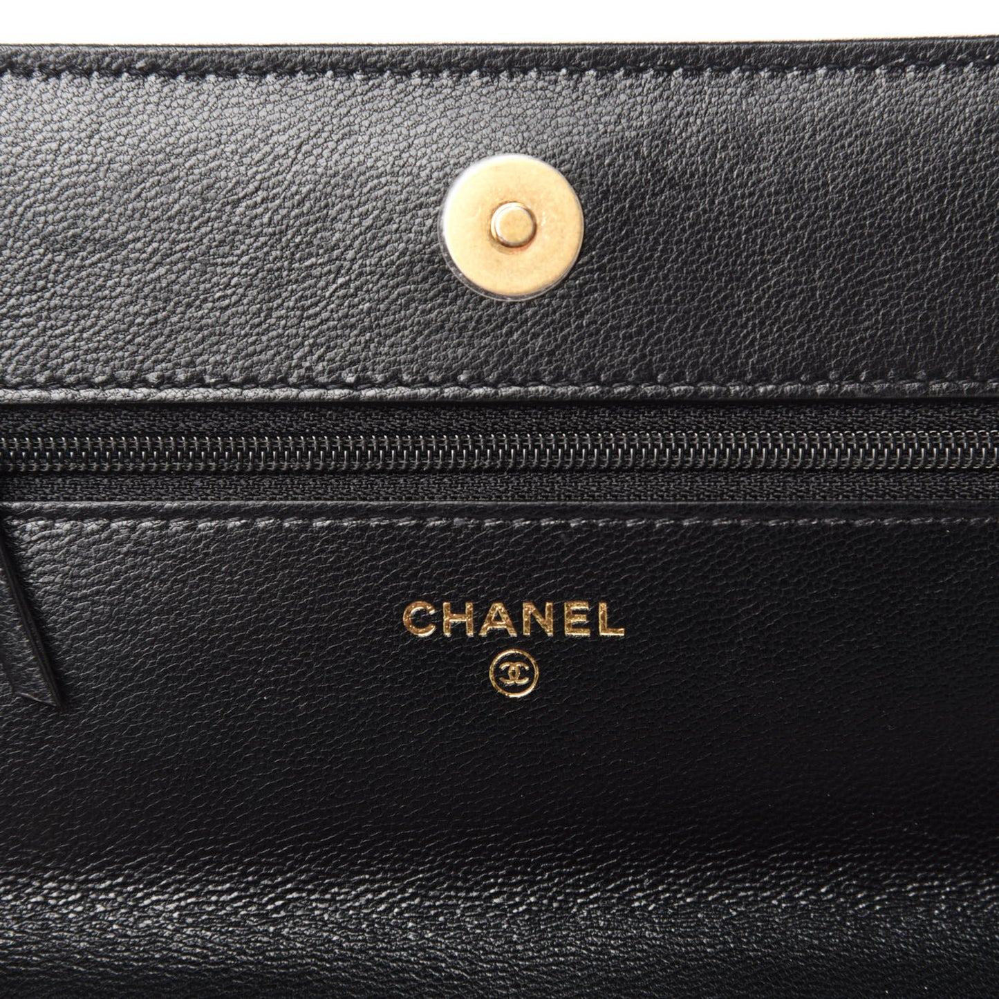 Goatskin Quilted Chanel 19 Wallet On Chain WOC Black