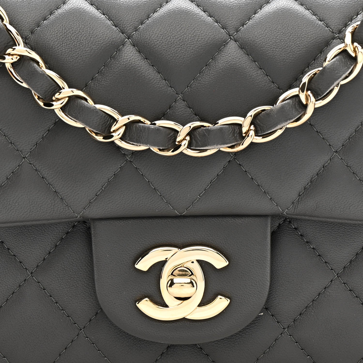 Chanel Lambskin Quilted Mini Rectangular Flap Dark Grey 8 of 13