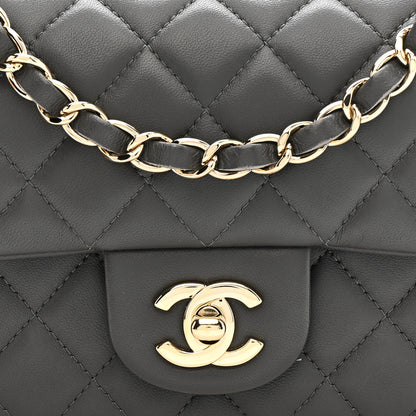 Chanel Lambskin Quilted Mini Rectangular Flap Dark Grey 8 of 13