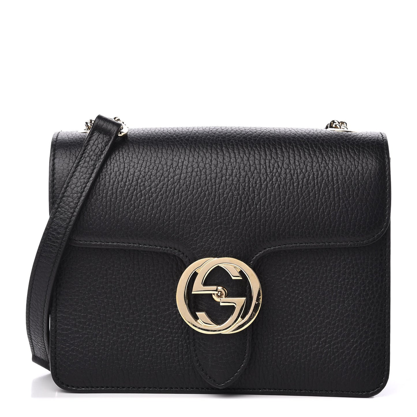 Dollar Calfskin Small Interlocking G Shoulder Bag Black