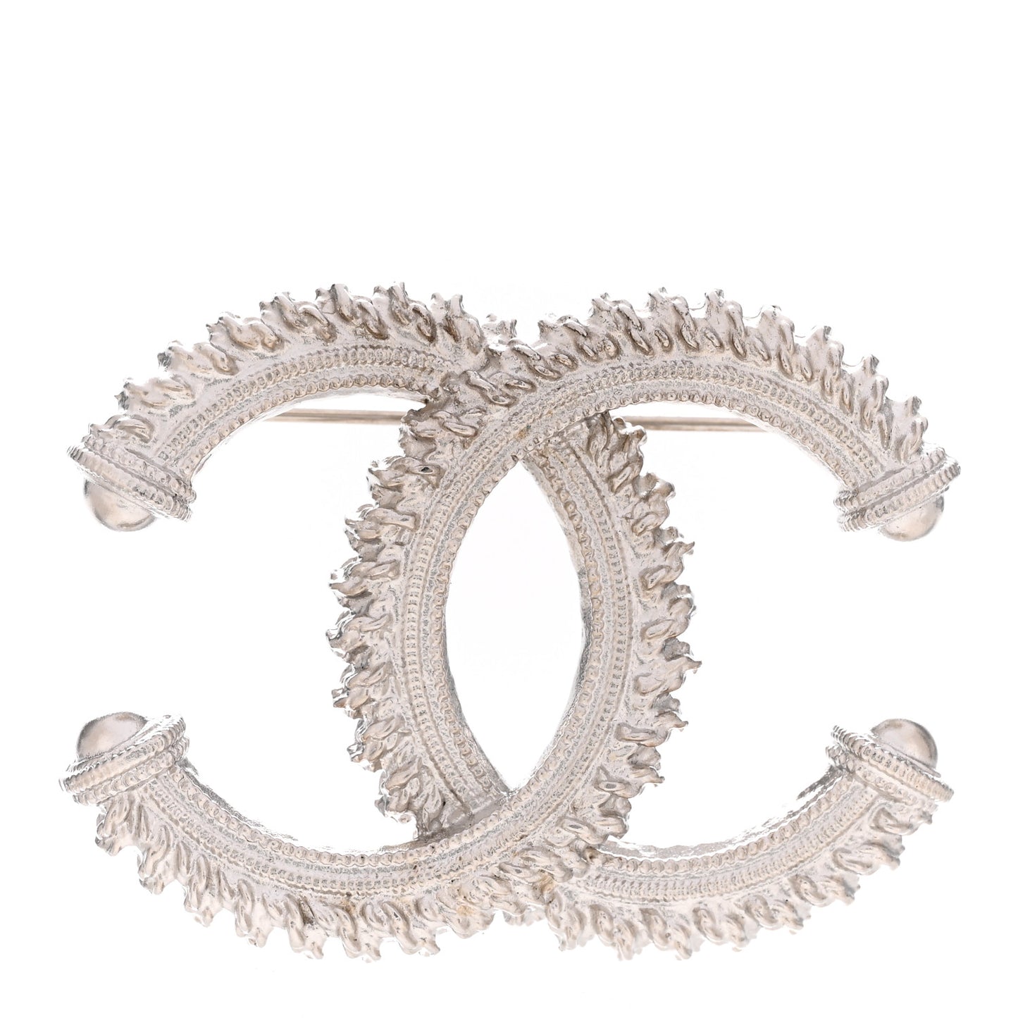 Textured CC Brooch Silver