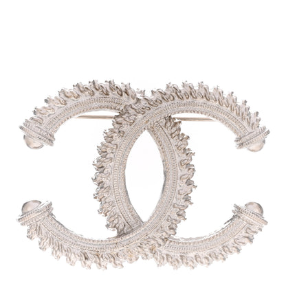 Chanel Textured CC Brooch Silver 1 of 5