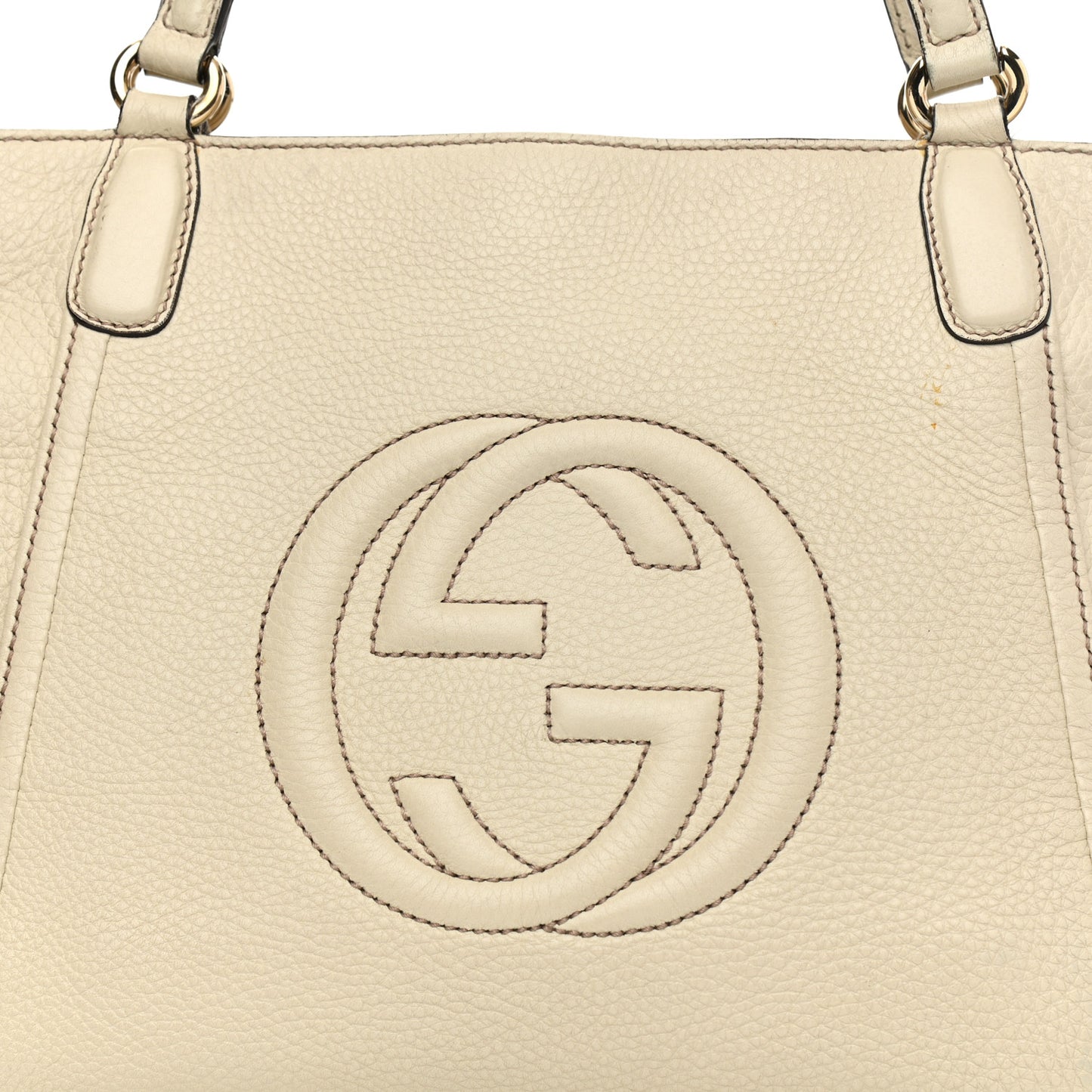 Pebbled Calfskin Small Soho Top Handle Bag Off White