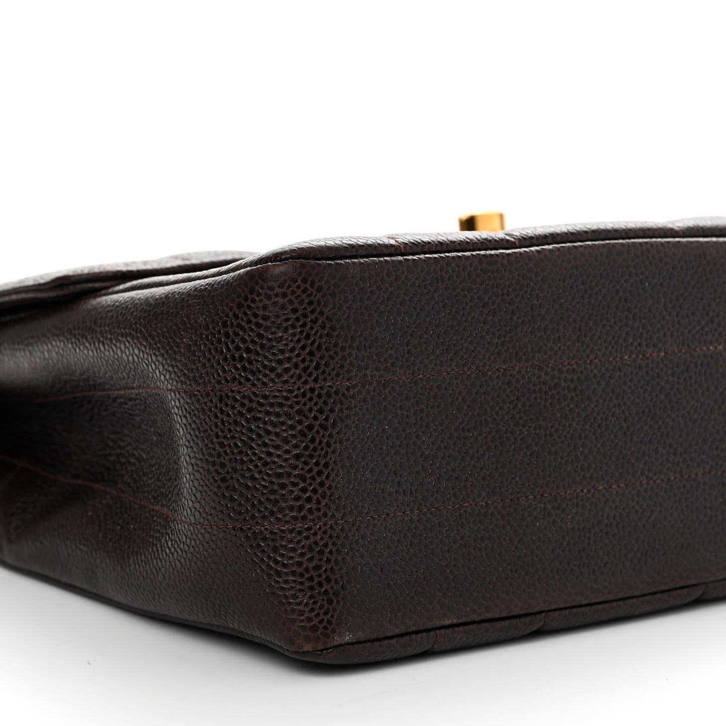 Caviar Vertical Quilted Jumbo Single Flap Brown