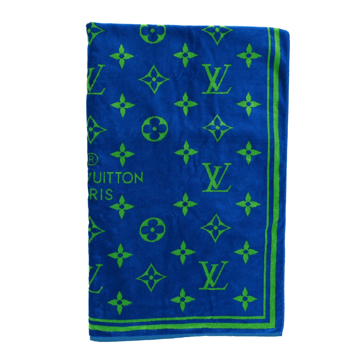 Cotton Monogram Beach Towel Blue