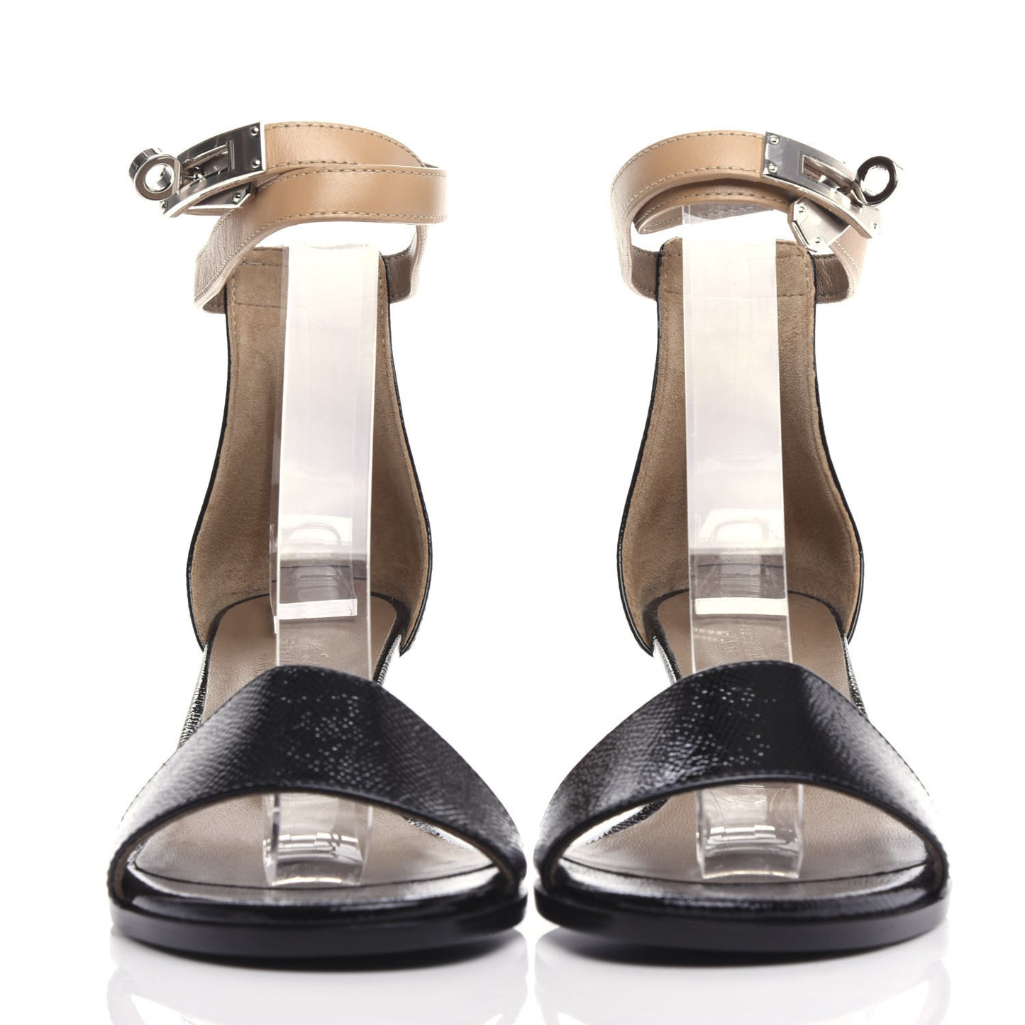 Calfskin Patent Epsom Manege Sandals 36 Black