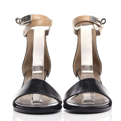 Hermes Calfskin Patent Epsom Manege Sandals 36 Black 2 of 10