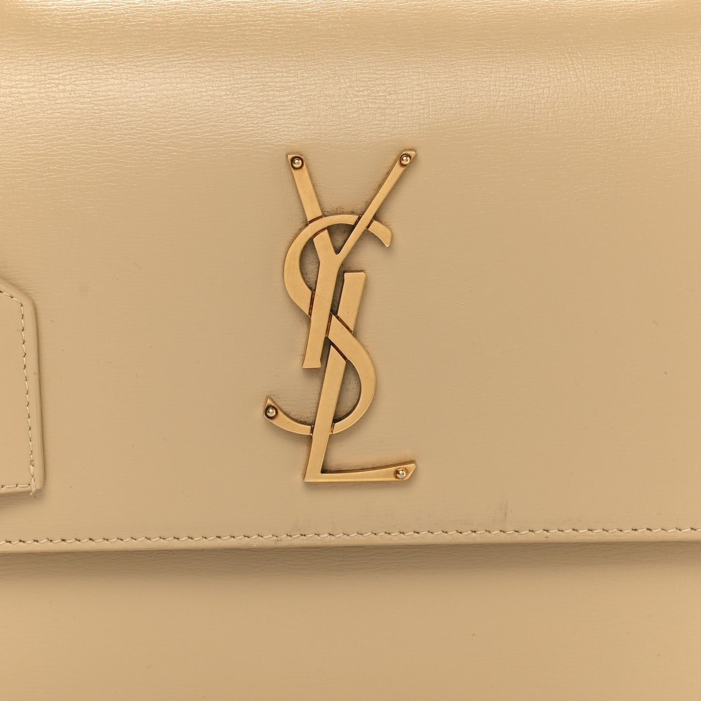 Smooth Calfskin Medium Monogram Sunset Satchel Beige