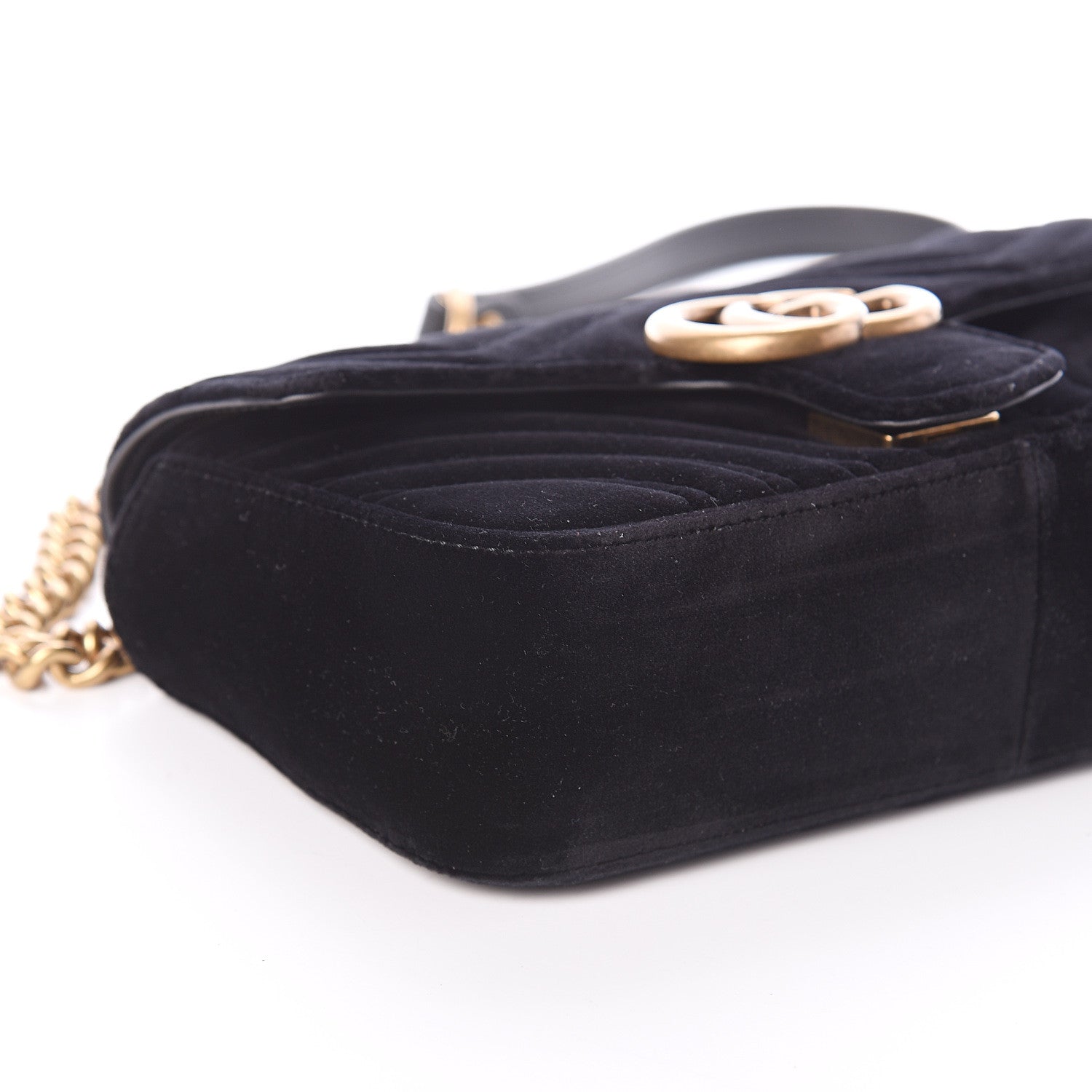 Gucci Velvet Matelasse Mini GG Marmont Shoulder Bag Black 7 of 8