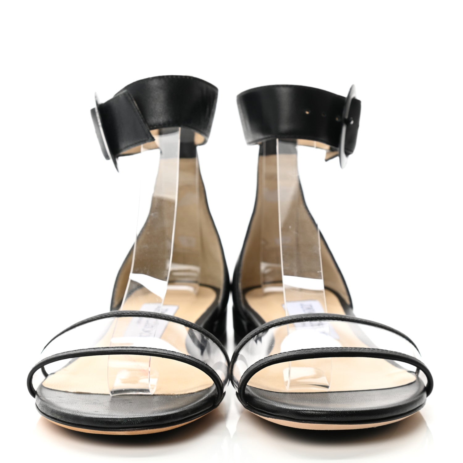 Jimmy Choo Nappa Plexi Jaimie Flat Sandals 35.5 Black 2 of 9