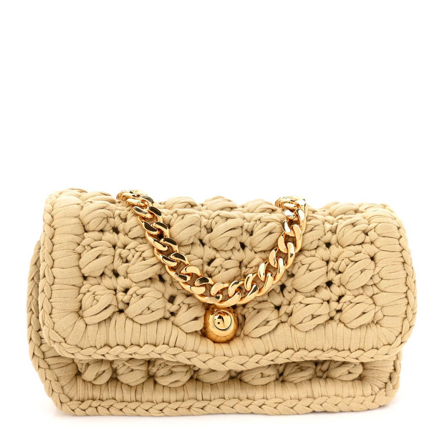 Bottega Veneta Jersey Crochet Shoulder Bag Cane Sugar 1 of 10