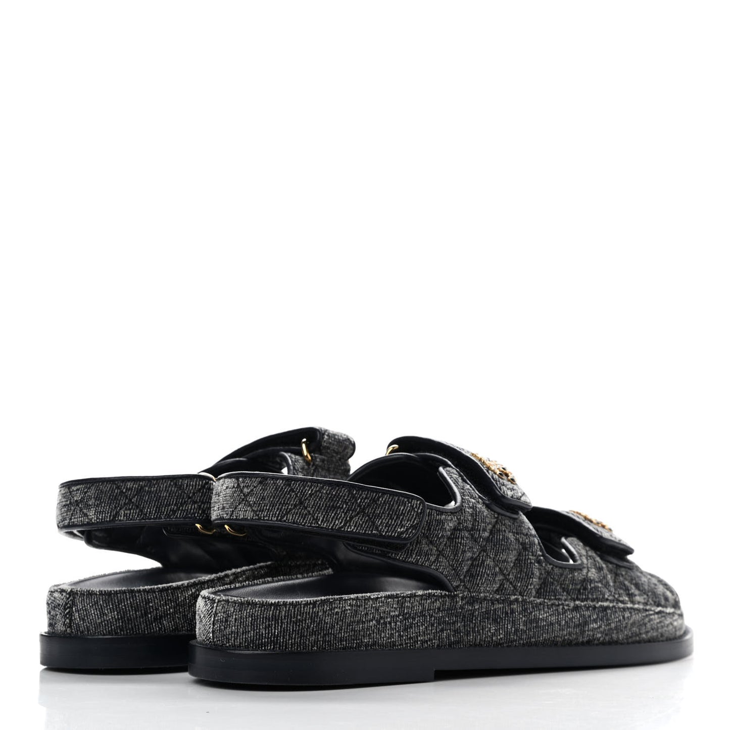 Denim Quilted Dad Sandals 38.5 Grey