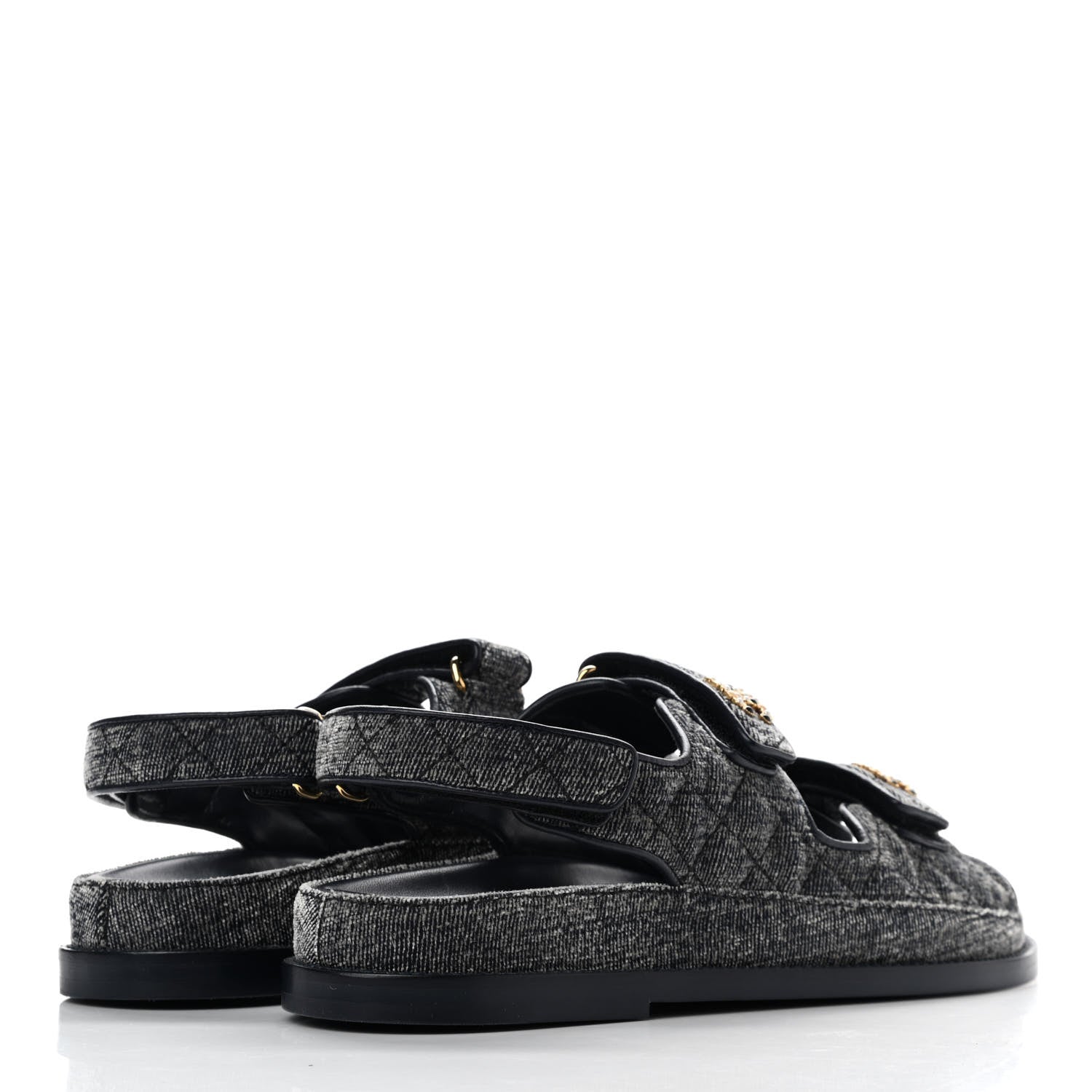 Chanel Denim Quilted Dad Sandals 38.5 Grey 4 of 9