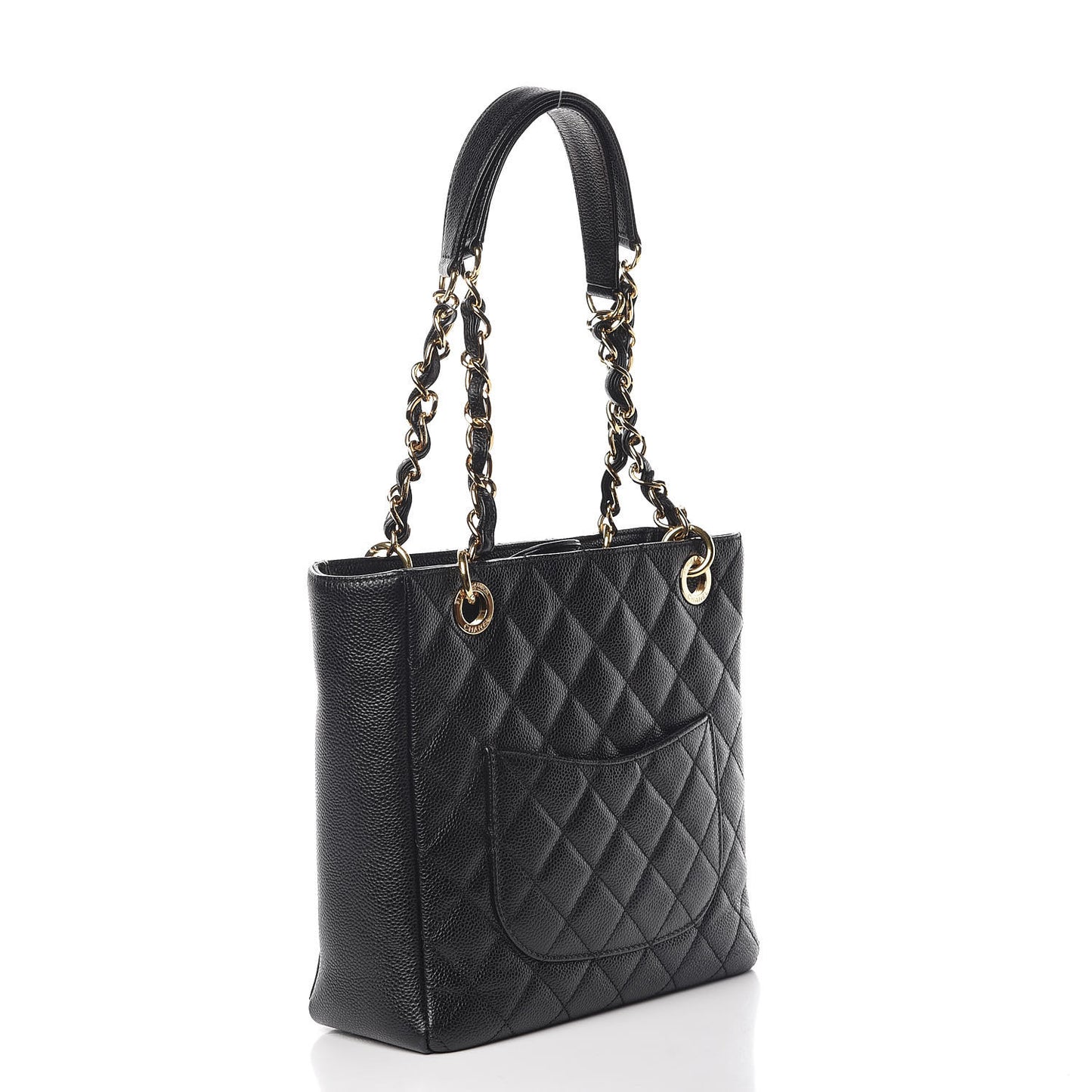 Caviar Quilted Petit Shopping Tote PST Black