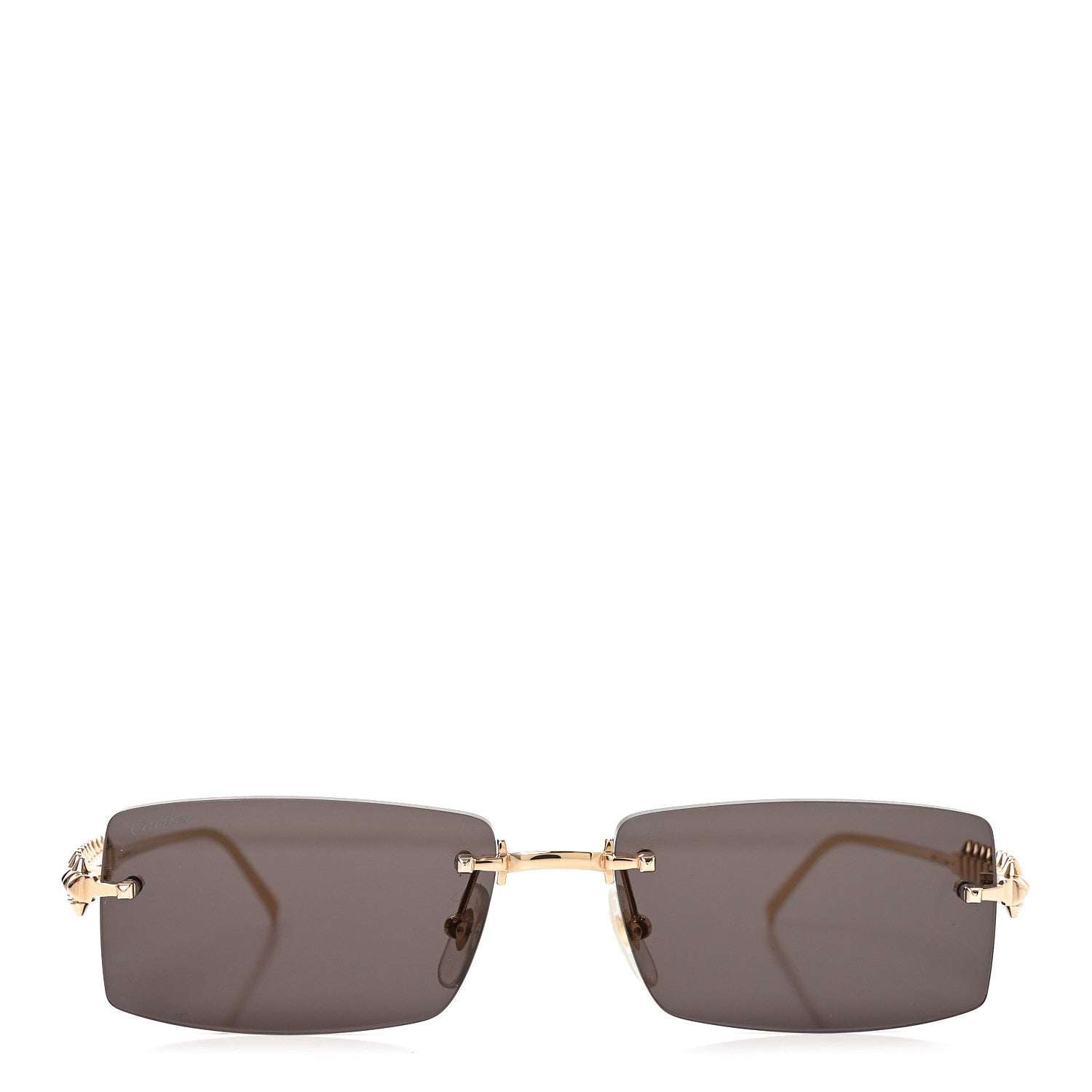 Cartier Clash De Cartier Rectangular Sunglasses Smoke Gold 2 of 7