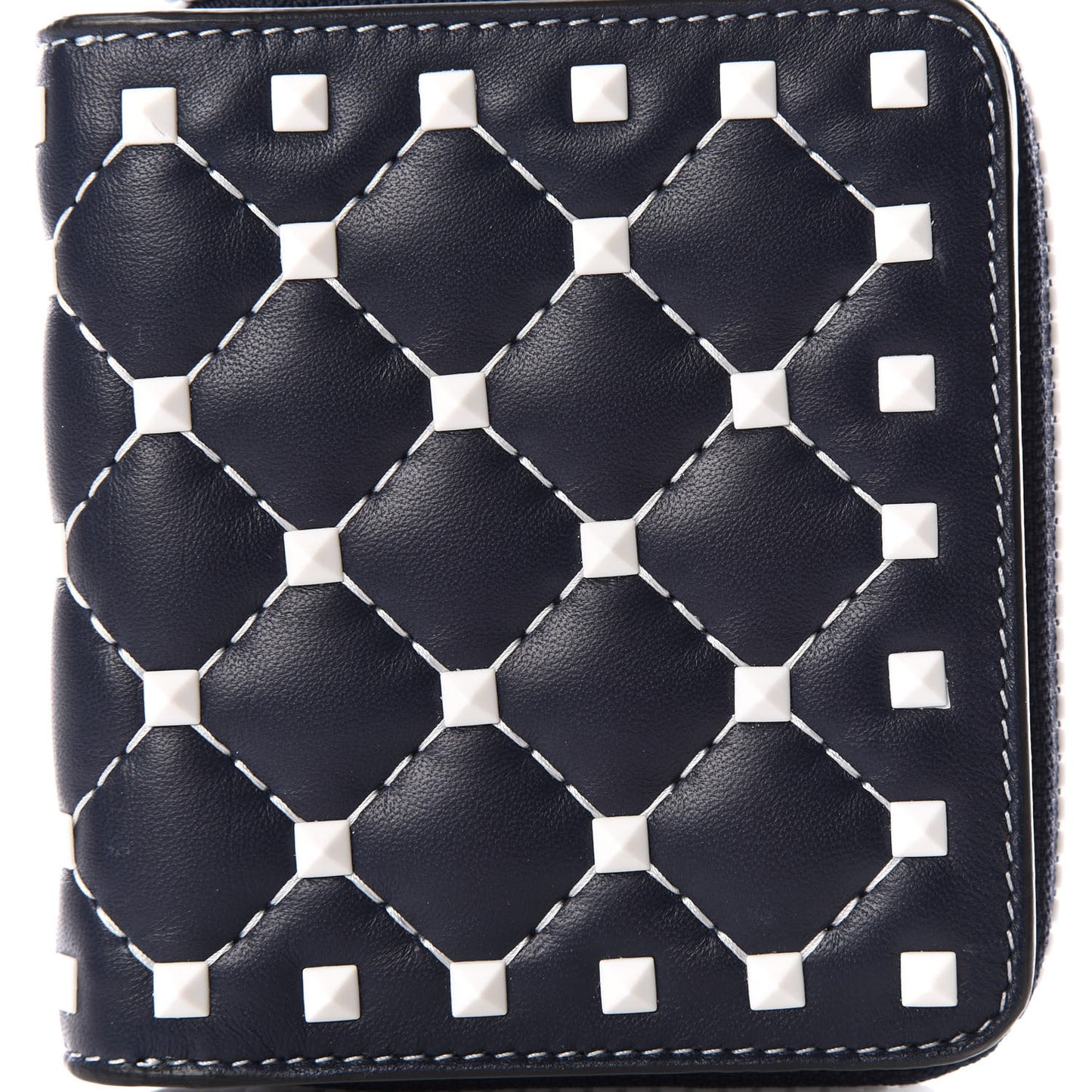 Nappa Free Rockstud Spike Compact Zip Around Wallet Marine