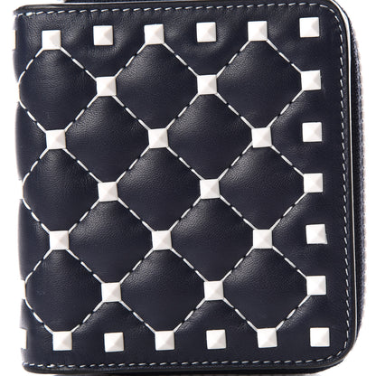 Valentino Garavani Nappa Free Rockstud Spike Compact Zip Around Wallet Marine 2 of 8
