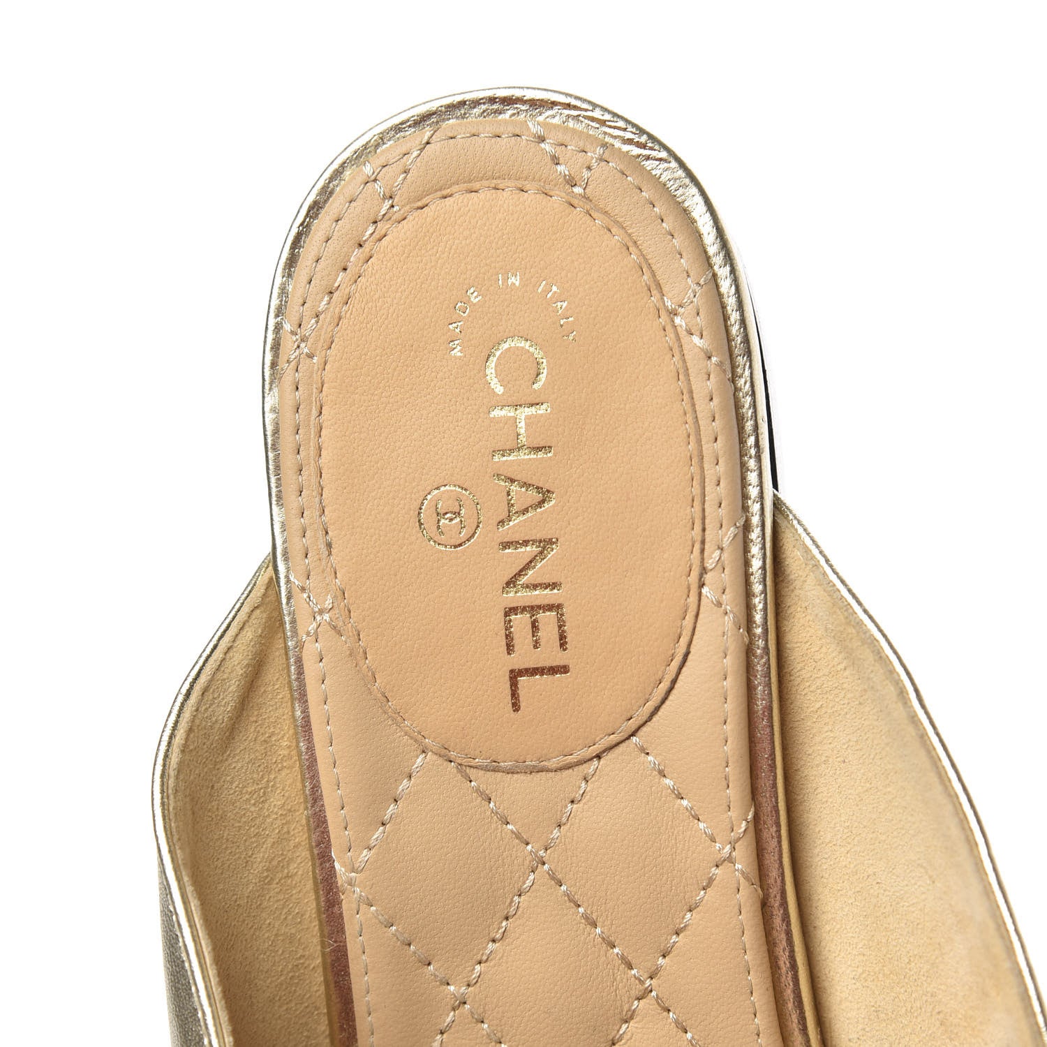 Chanel Metallic Lambskin Chain Braided Mules 39.5 Light Gold 6 of 10