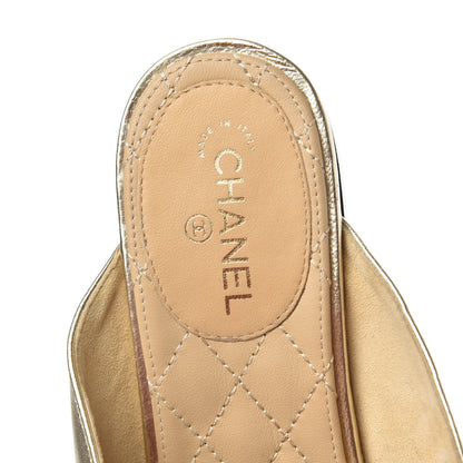 Chanel Metallic Lambskin Chain Braided Mules 39.5 Light Gold 6 of 10