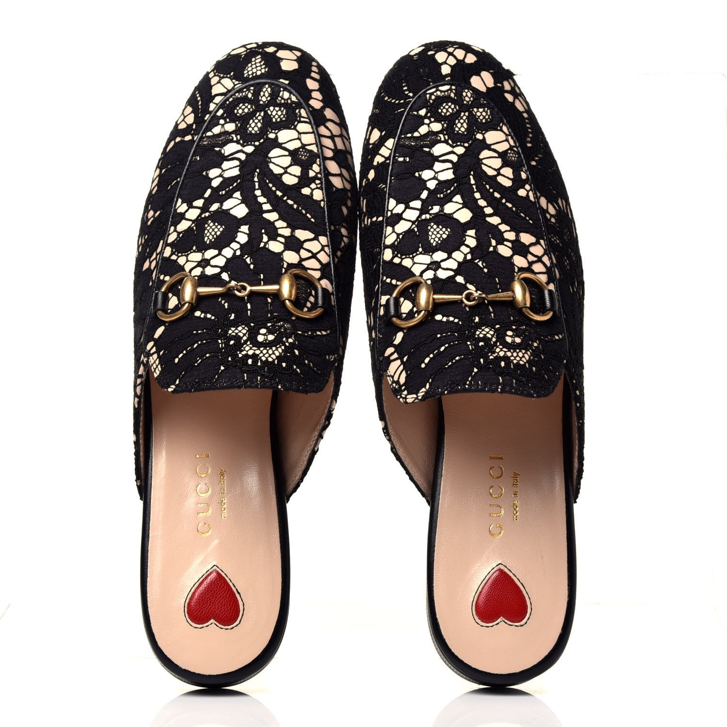 Gucci Lace Malaga Kid Womens Princetown Slippers 35 Black Skin Rose 8 of 10