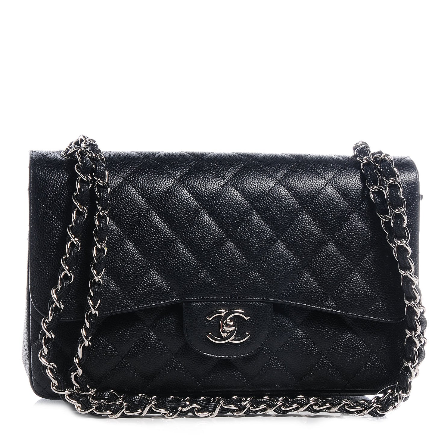 Caviar Quilted Jumbo Double Flap Black