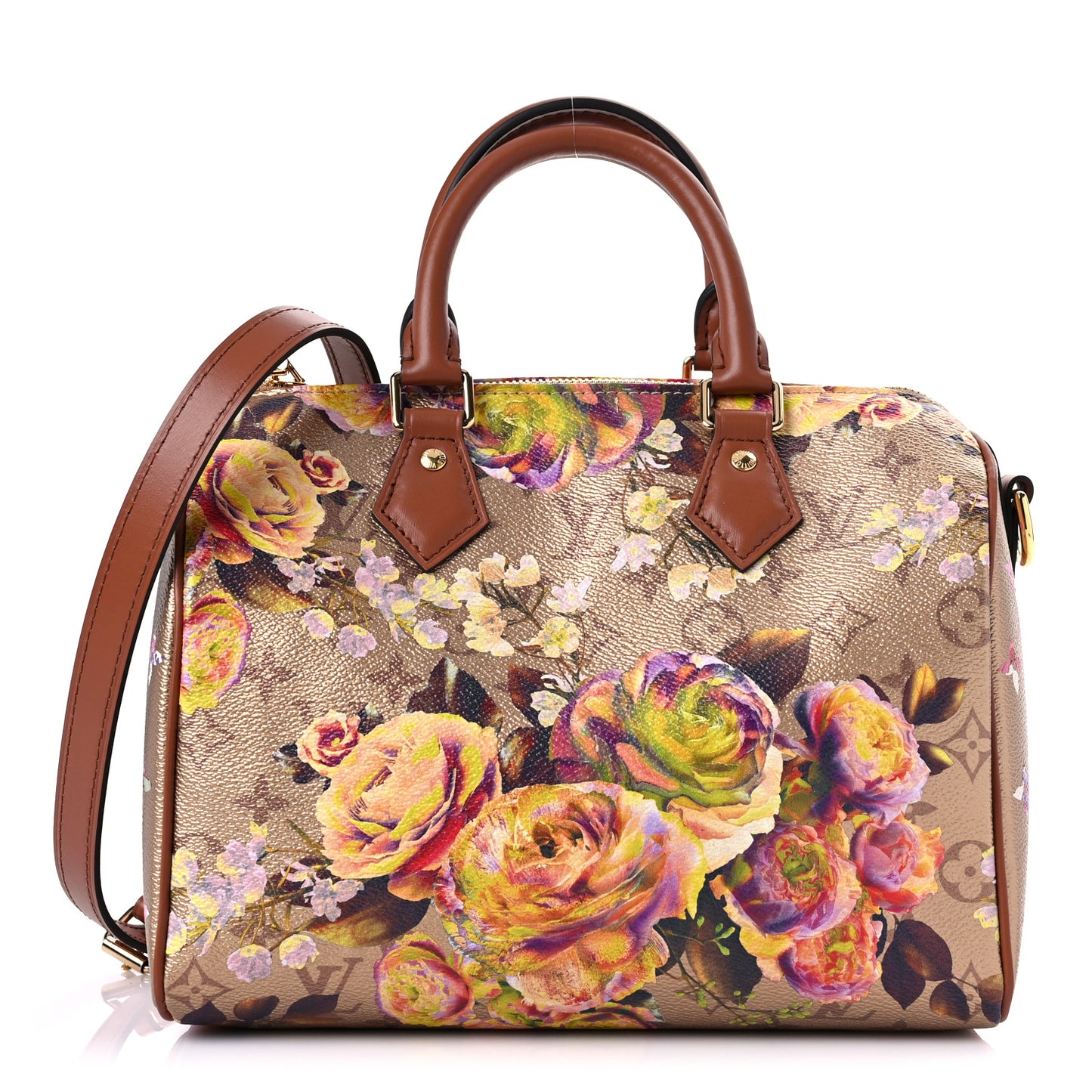Metallic Monogram LV Garden Speedy Bandouliere 25 Gold